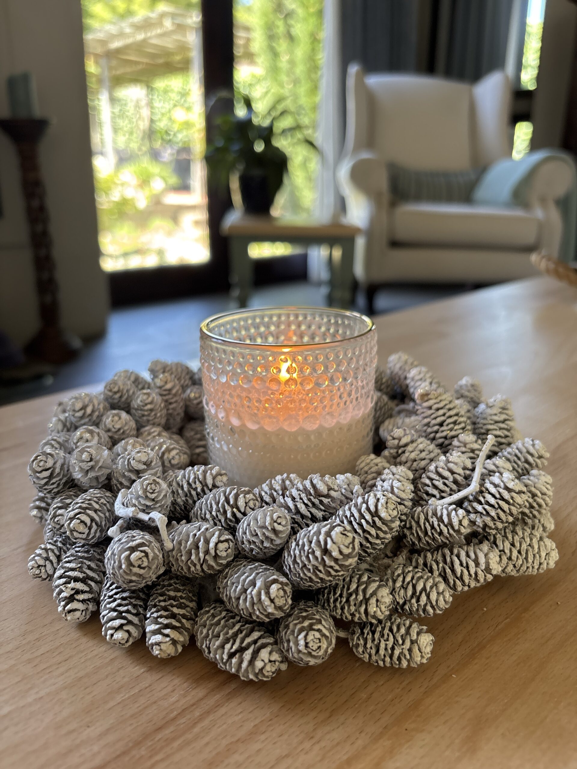 White Cones Candle Wreath